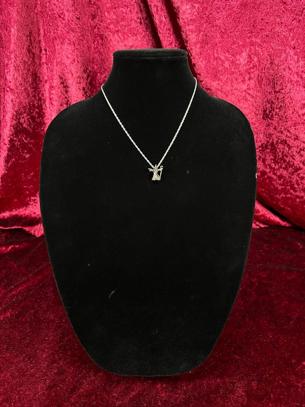 Vintage Silver Wizard and Staff Pendant - Renaissance Fantasy Figure Necklace